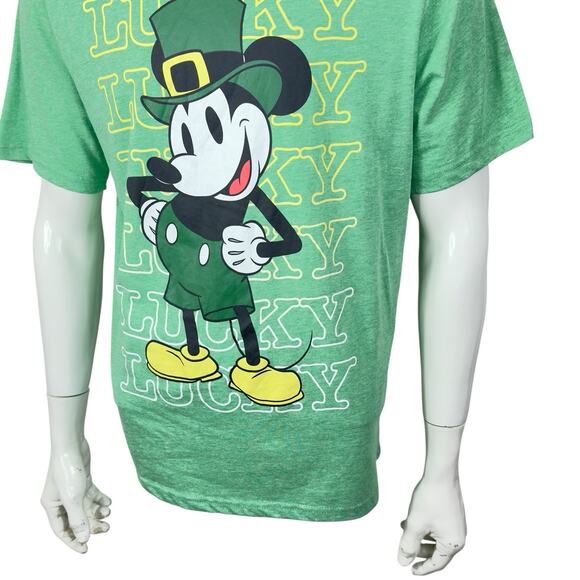 St. Patrick's Day Mickey Mouse Lucky Green Graphic T-Shirt - Mens XL - Picture 7 of 14